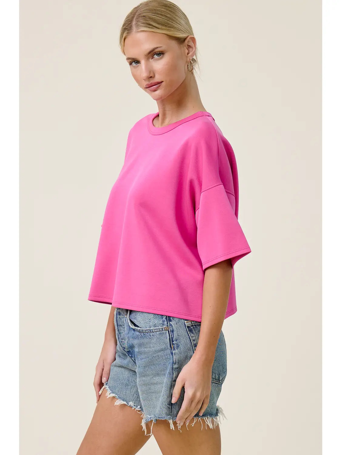 Scuba Oversized Dolman Top.

Relaxed &amp; drapey fit.
Pair with high rise jeans, pants, leggings.
50% Modal, 47%Polyester, 3% Spandex
Cool delicate wash, lay flat to dry, NO dryer
Made by Charlotte Avery