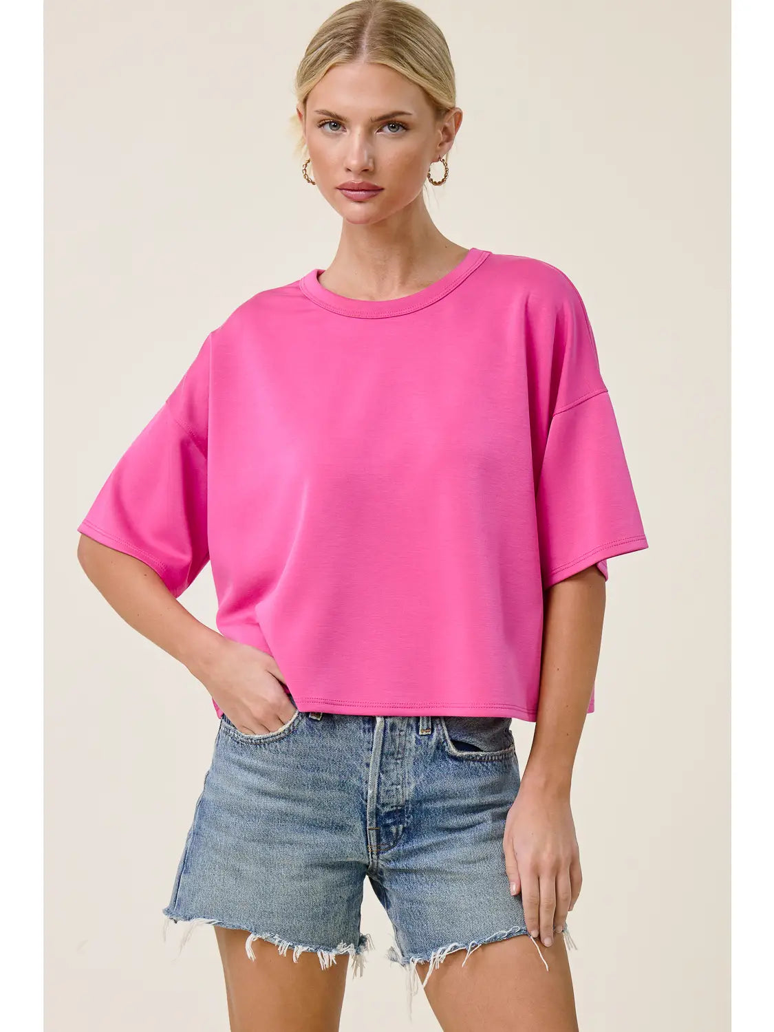 Scuba Oversized Dolman Top.

Relaxed &amp; drapey fit.
Pair with high rise jeans, pants, leggings.
50% Modal, 47%Polyester, 3% Spandex
Cool delicate wash, lay flat to dry, NO dryer
Made by Charlotte Avery