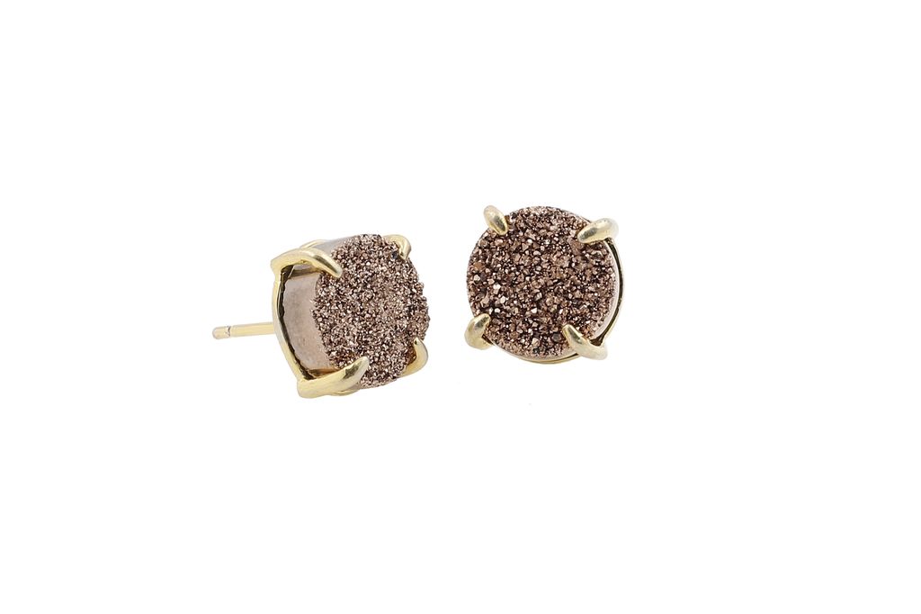 Gold studs with Rose Gold stone