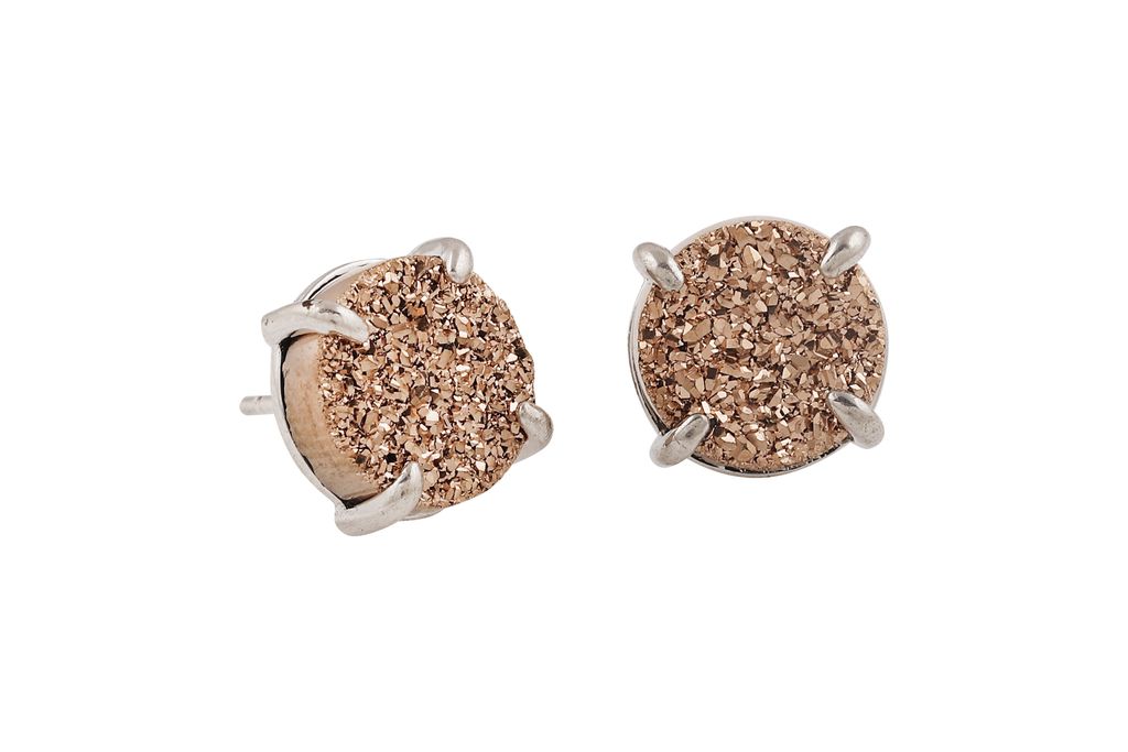 Silver studs with Rose Gold stone