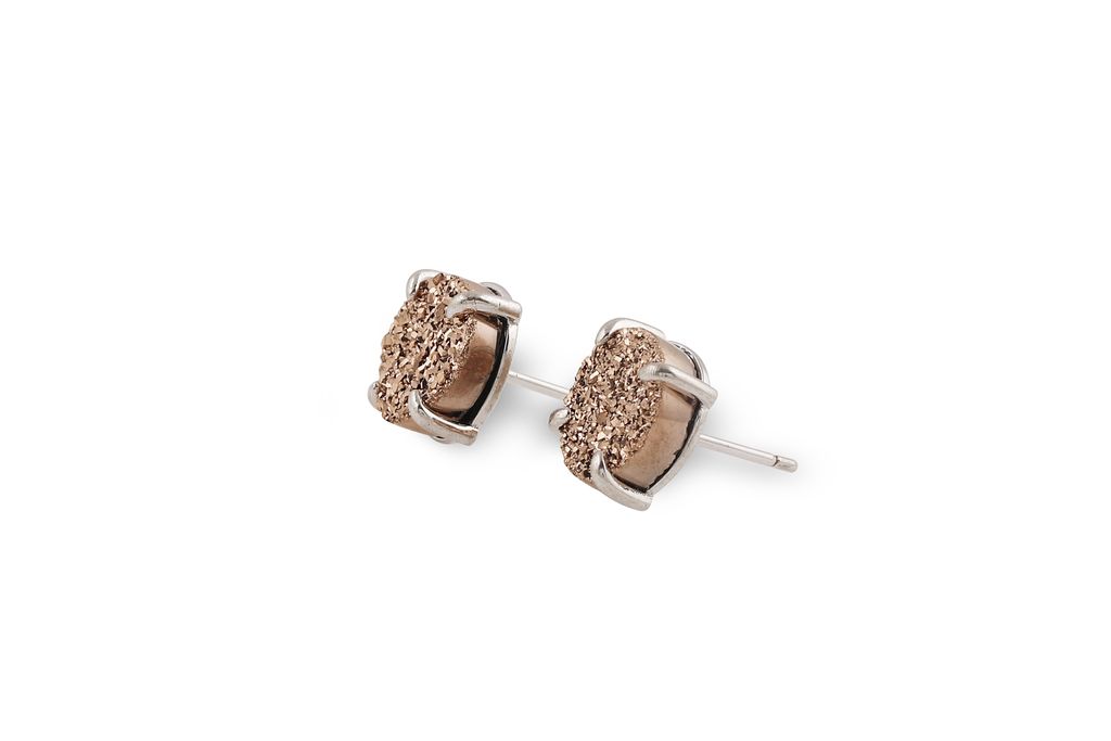 Silver studs with Rose Gold stone