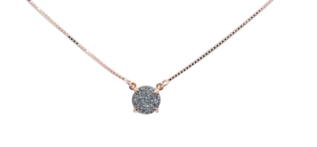 5 Way Rose Gold Necklace with Pewter stone