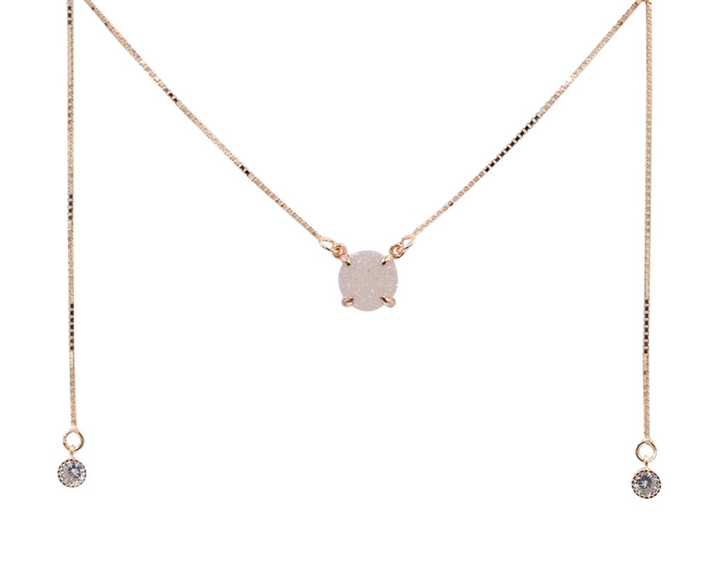 5 Way Rose Gold Necklace with White stone