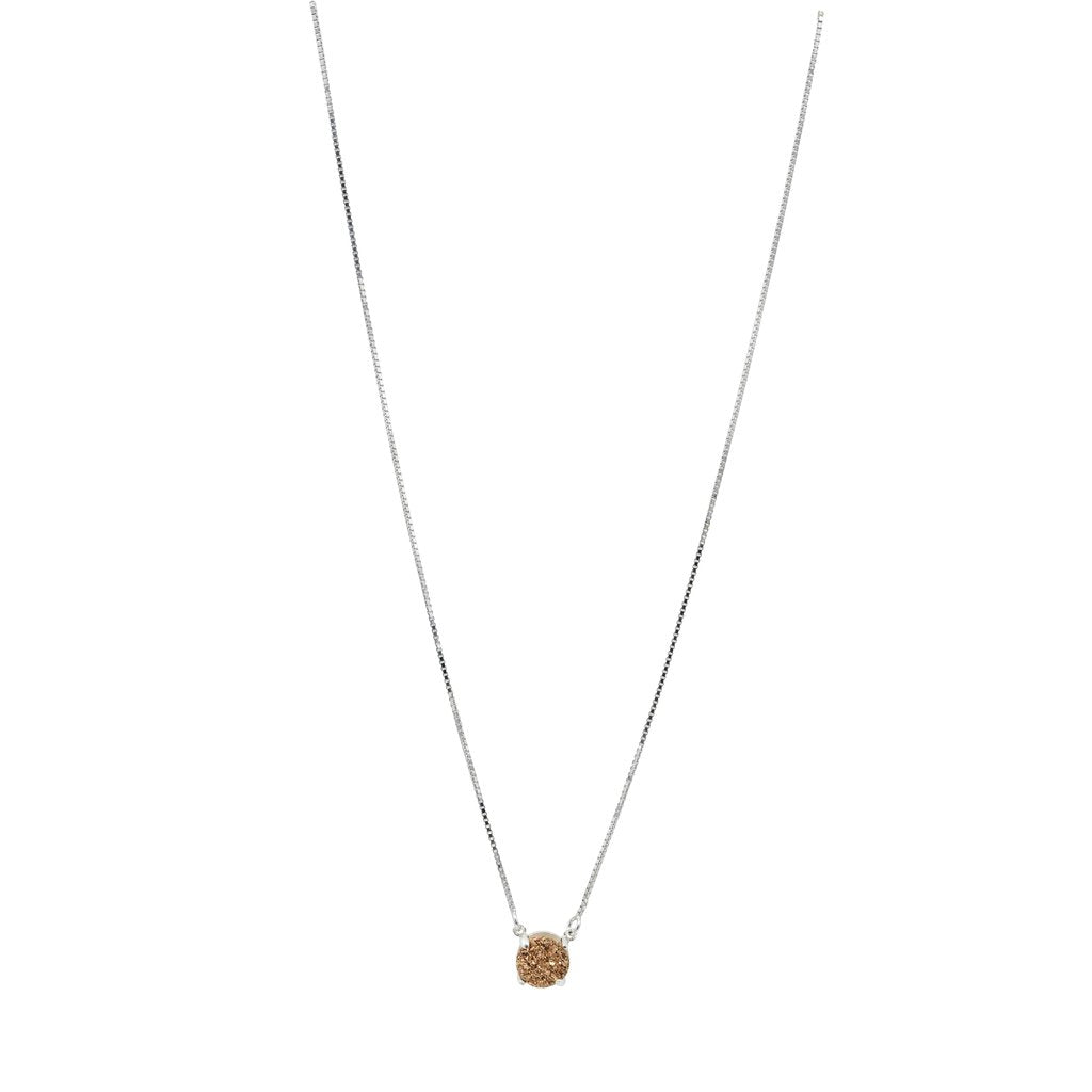 5 Way Silver Necklace with Rose Gold stone