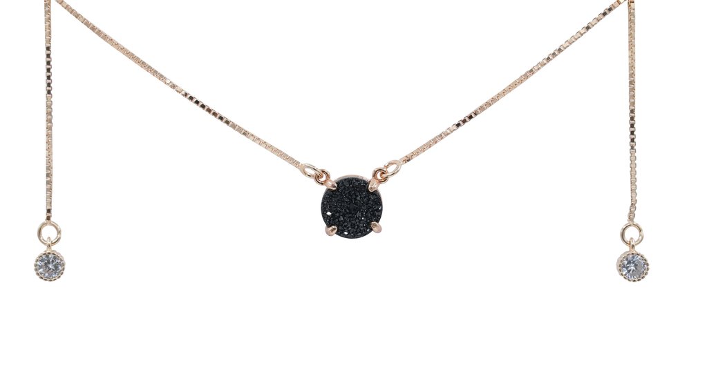 5 Way Rose Gold Necklace with Black stone